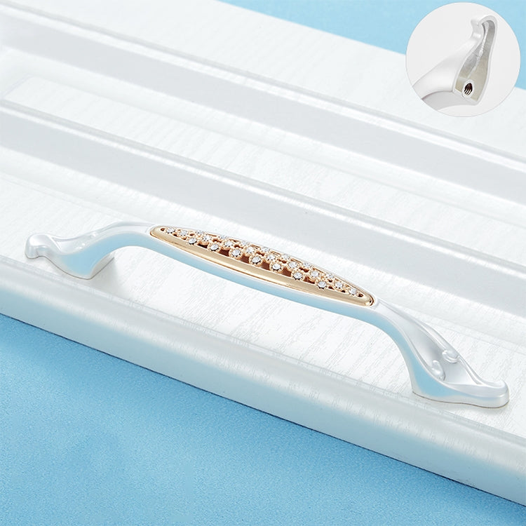 2 PCS 6551_128 Single Hole Silver Crystal Glass Diamond Drawer Cabinet Handle