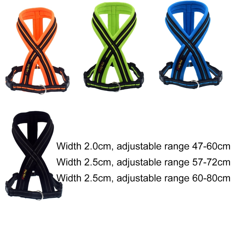 Pet Dogs Nylon Reflective Breathable Comfortable X6 Chest Harness Lead Leash, Width: 2.5cm, Adjustable Range: 57-72cm
