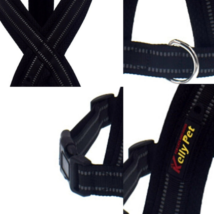 Pet Dogs Nylon Reflective Breathable Comfortable X6 Chest Harness Lead Leash, Width: 2.5cm, Adjustable Range: 60-80cm