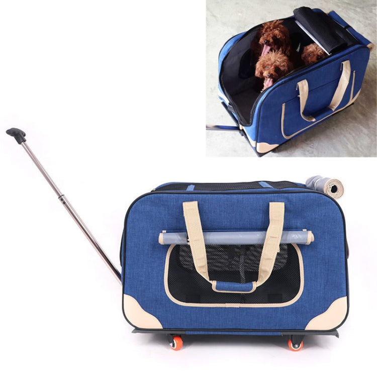DODOPET Outdoor Portable Foldable Four Wheels Cat Dog Pet Carrier Bag Draw Bar Box