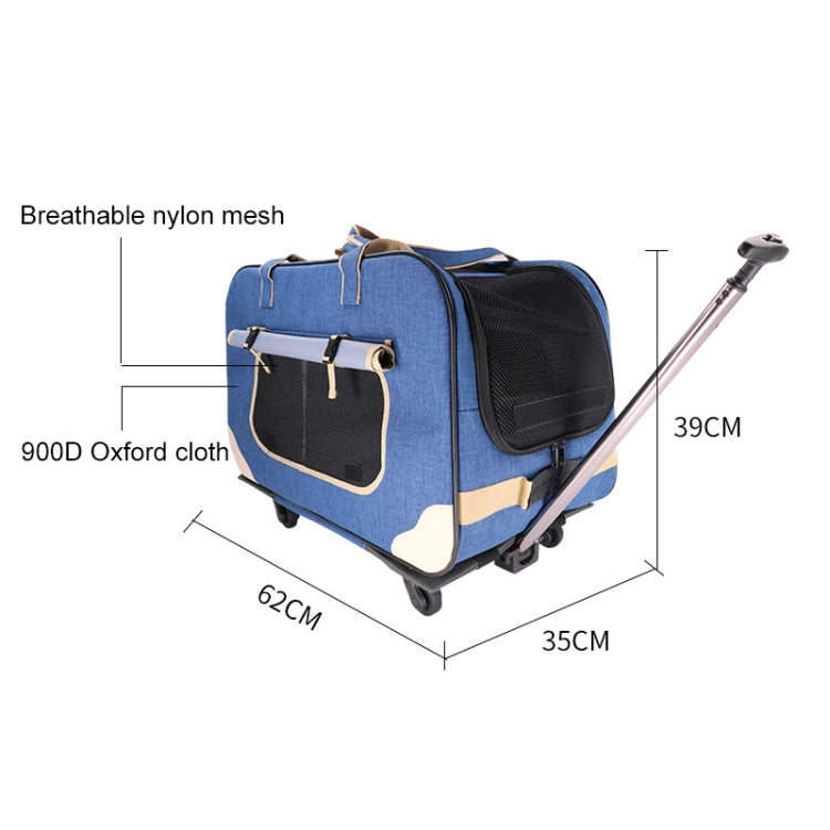 DODOPET Outdoor Portable Foldable Four Wheels Cat Dog Pet Carrier Bag Draw Bar Box