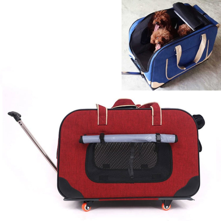 DODOPET Outdoor Portable Foldable Four Wheels Cat Dog Pet Carrier Bag Draw Bar Box