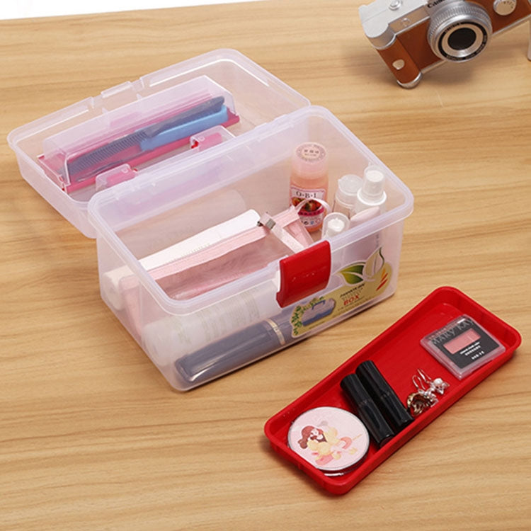 Storage Box Plastic Multipurpose Handled Beauty Supplies Art and Crafts Organizer Case, Size: 25.5*17.5*15cm, Random Color