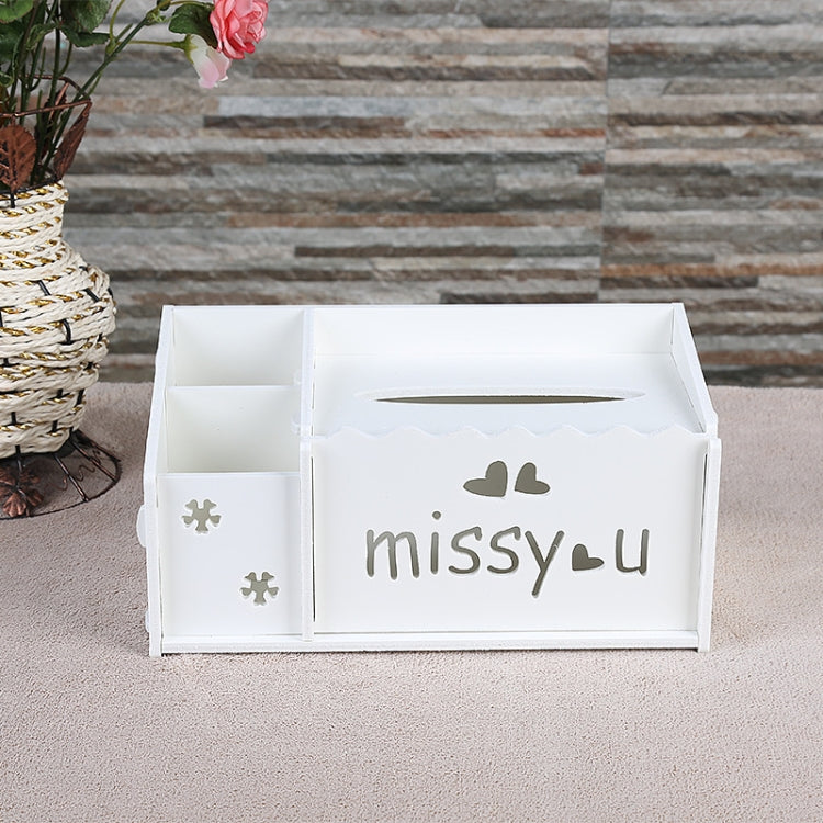 Multi-functional Wooden Carved Pattern Remote Creative Eco-friendly Controller Storage Box Tissue Box