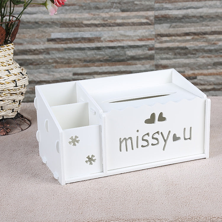 Multi-functional Wooden Carved Pattern Remote Creative Eco-friendly Controller Storage Box Tissue Box