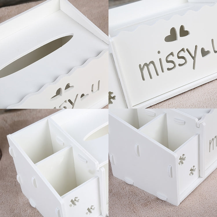Multi-functional Wooden Carved Pattern Remote Creative Eco-friendly Controller Storage Box Tissue Box