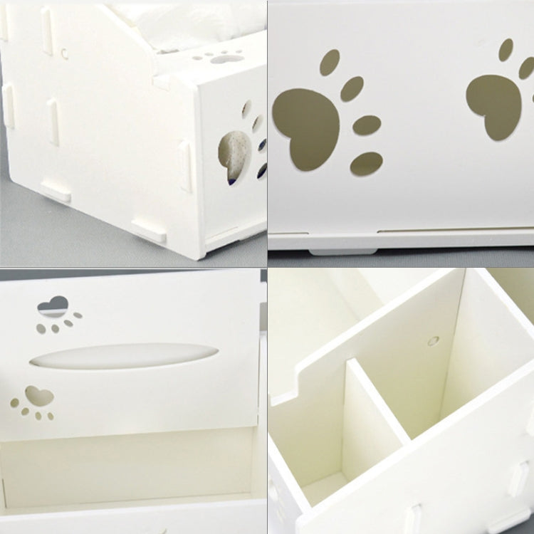 Multi-functional Wooden Footprint Carved Pattern Creative Eco-friendly Remote Controller Storage Box Tissue Box