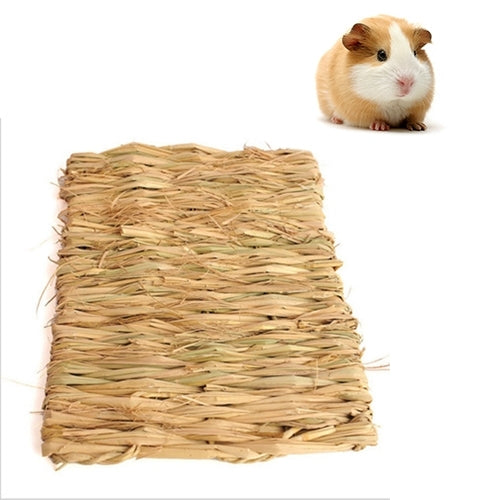 Pet Natural Hand Made Woven Straw Mat Rabbit Guinea Pig Grass Mat, Large, Size:41*27cm