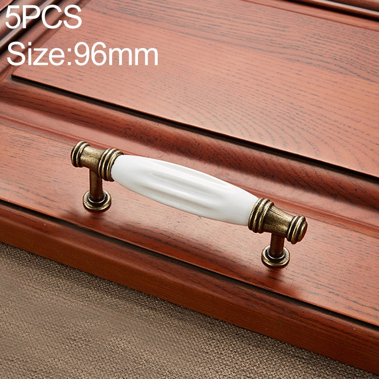 5 PCS 5001_96 Fine Gold Octagonal White Ceramics Hardware Cabinet Handle