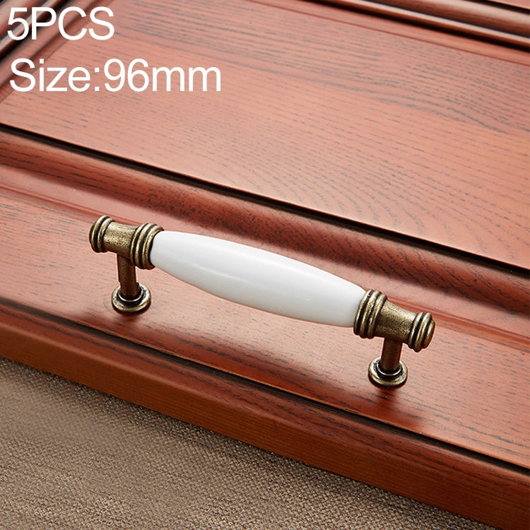 5 PCS 5001_96 Fine Gold White Ceramics Hardware Cabinet Handle