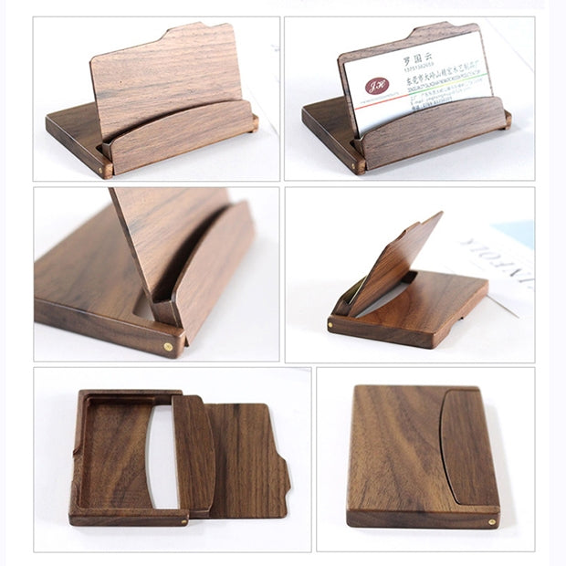 Business Wooden Walnut Card Holder Flip Credit Card ID Case Holder