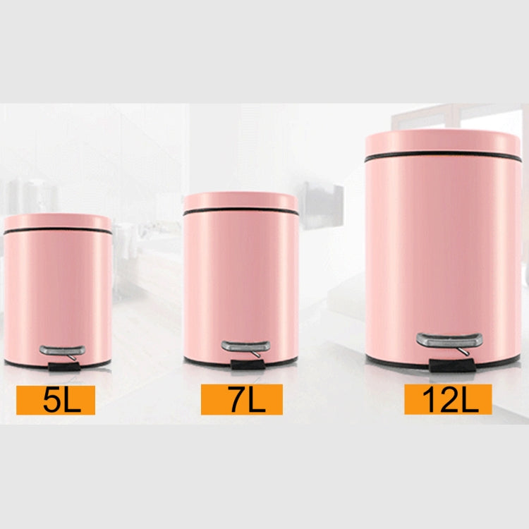 Fashion Round Stainless Steel Household Hotel Office Covered Pedal Trash Bin, Size: 5L