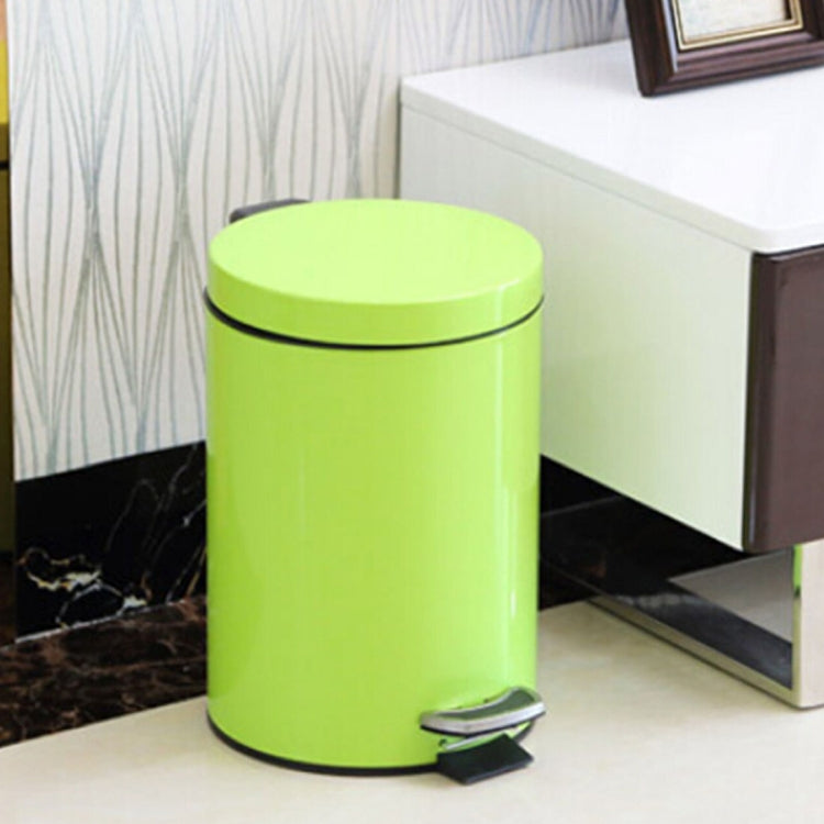 Fashion Round Stainless Steel Household Hotel Office Covered Pedal Trash Bin, Size: 5L