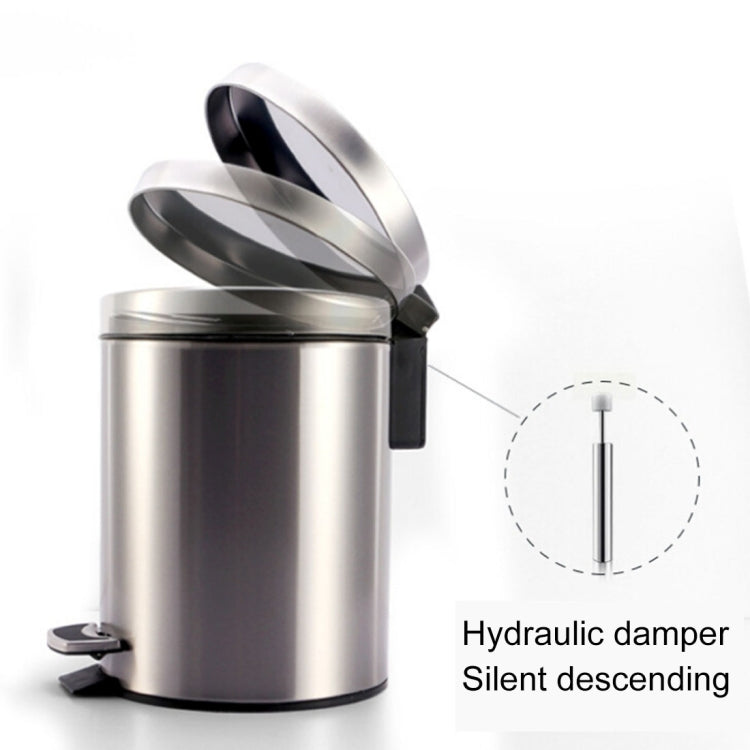 Fashion Round Stainless Steel Household Hotel Office Covered Pedal Trash Bin, Size: 5L