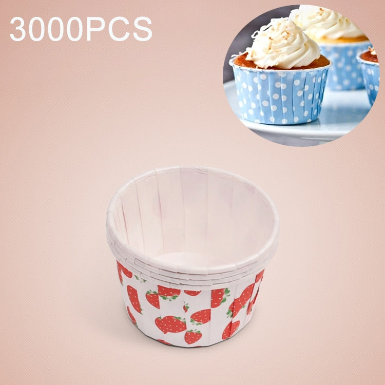 3000 PCS Strawberry Pattern Round Lamination Cake Cup Muffin Cases Chocolate Cupcake Liner Baking Cup, Size: 5 x 3.8 x 3cm