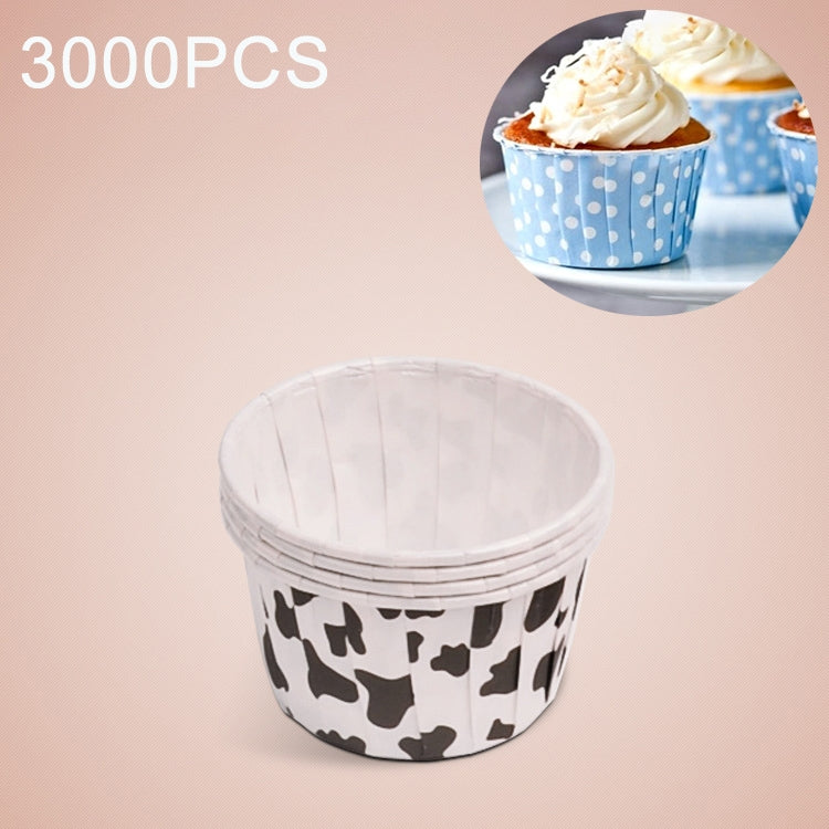 3000 PCS Cow Spot Pattern Round Lamination Cake Cup Muffin Cases Chocolate Cupcake Liner Baking Cup, Size: 5 x 3.8 x 3cm