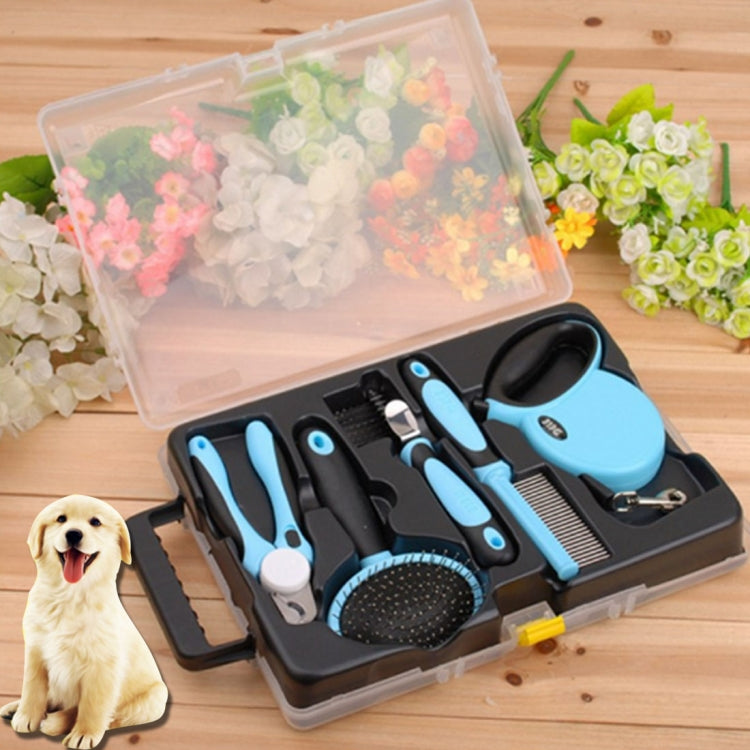 Pet Five Piece Set 3m Retractable Traction Rope + Combs + Detangling Comb + Gilling + Nail Clippers
