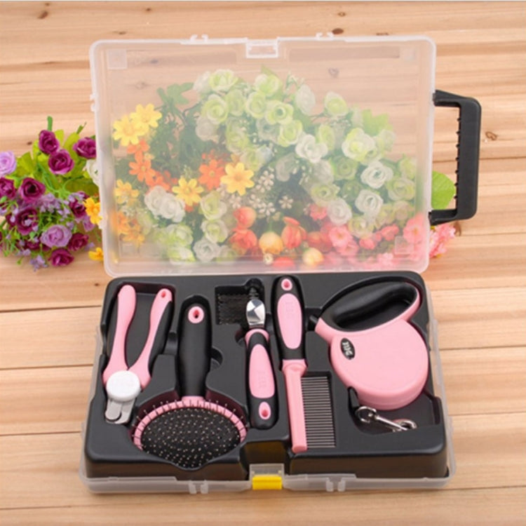 Pet Five Piece Set 3m Retractable Traction Rope + Combs + Detangling Comb + Gilling + Nail Clippers