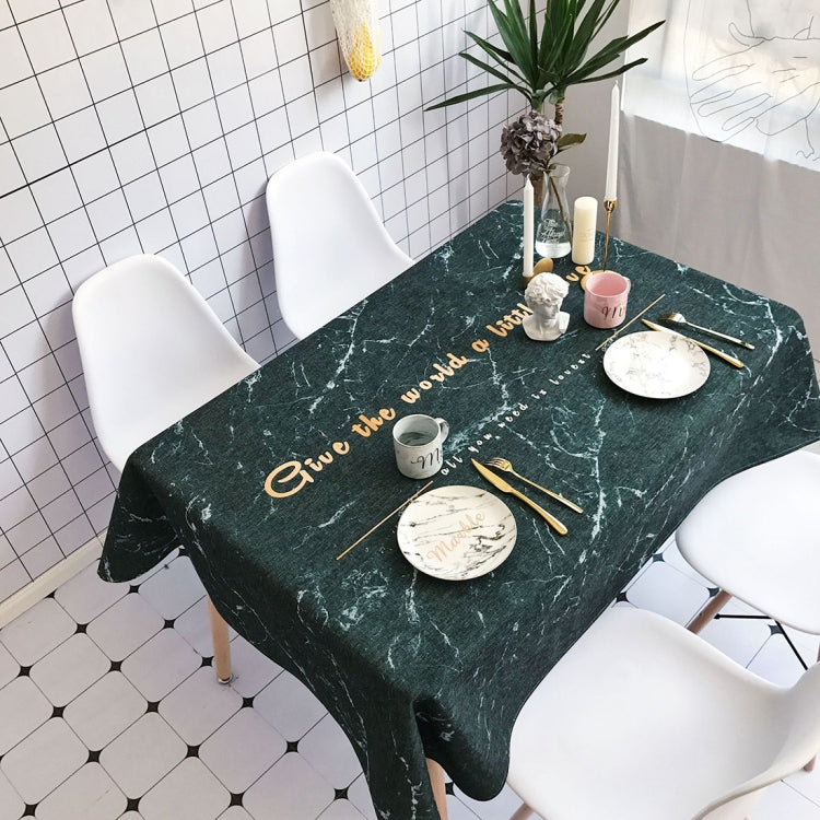 Black Marble Pattern Waterproof Anti-scalding Rectangle Cotton and Linen Table Cloth, Size: 140 x 100cm