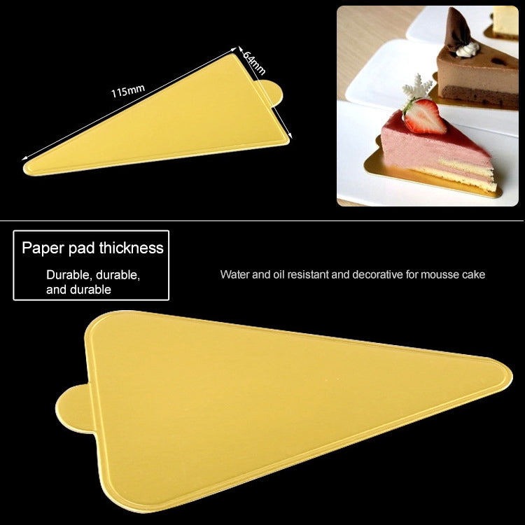 100 / Pack Small Triangle Cake Cardboard Pad Thick Rigid Golden Cake Mousse Cake Mat