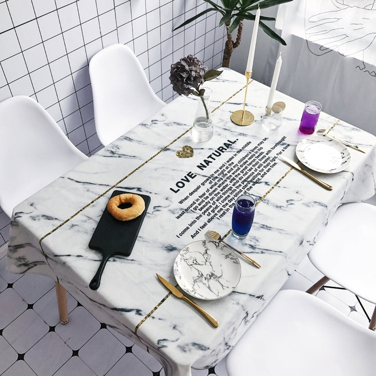 Marble Heart Letter Pattern Waterproof Anti-scalding Rectangle Cotton and Linen Table Cloth, Size: 140 x 100cm