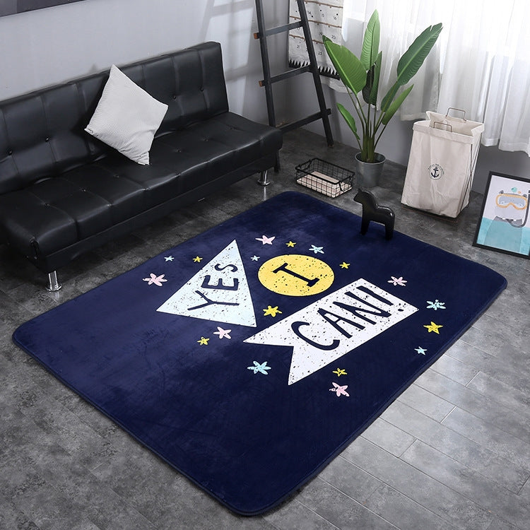 Yes I Can Pattern Rectangular Polyester Anti-skid Household Carpet Yoga Mat, Size: 200cm x 150cm
