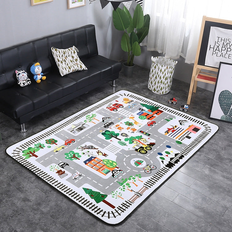 Town Street Pattern Rectangular Polyester Anti-skid Household Carpet Yoga Mat, Size: 200cm x 150cm