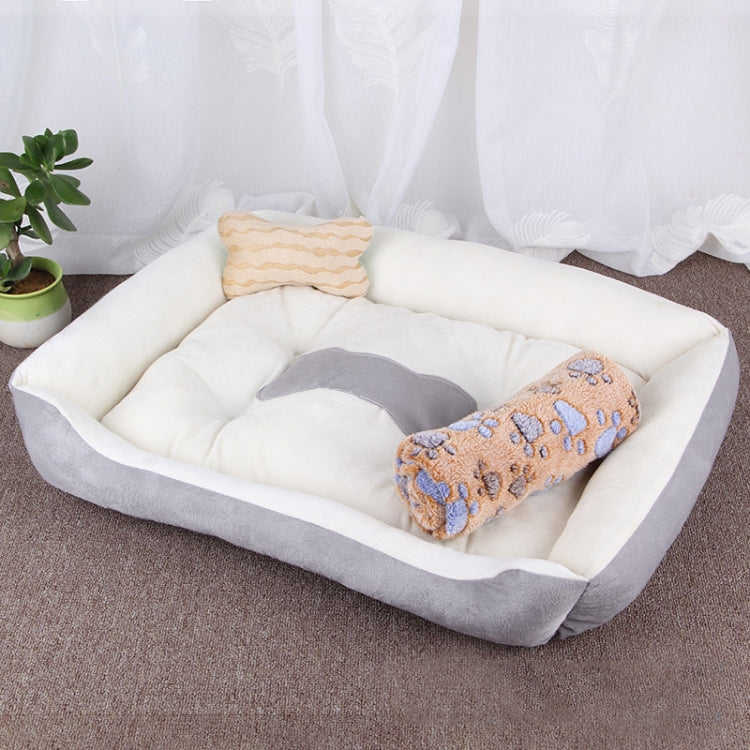 Dog Bone Pattern Big Soft Warm Kennel Pet Dog Cat Mat Blanket, with Blanket Size: L, 80×60×15cm