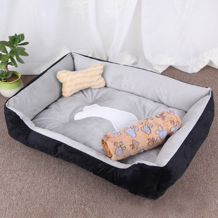 Dog Bone Pattern Big Soft Warm Kennel Pet Dog Cat Mat Blanket, with Blanket Size: XL, 90×70×15cm