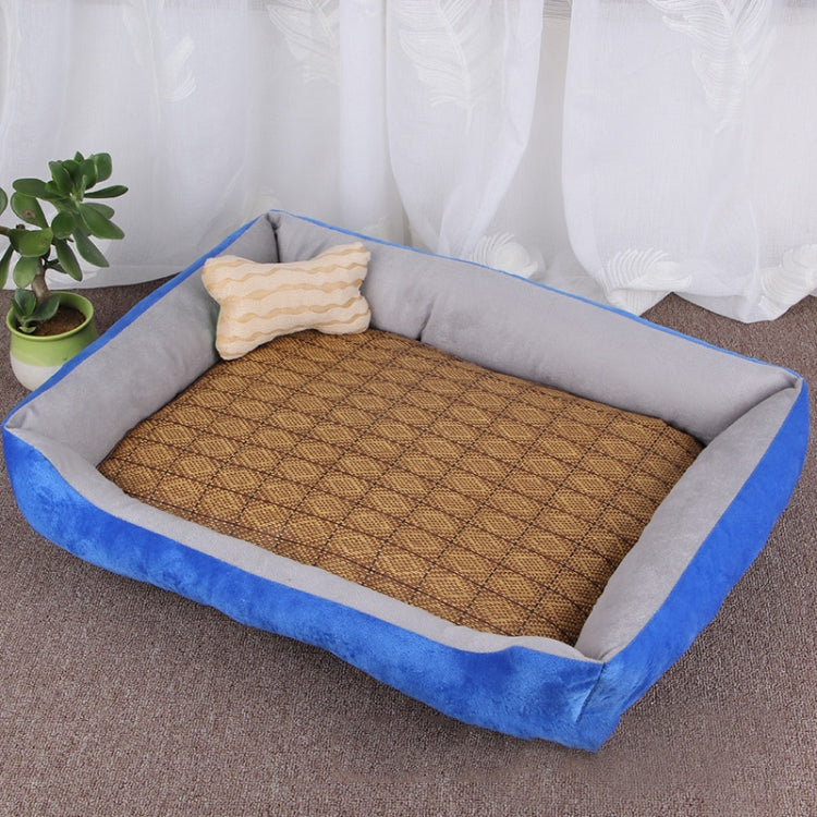 Dog Bone Pattern Big Soft Warm Kennel Pet Dog Cat Mat Blanket, with Rattan Mat Size: L, 80×60×15cm