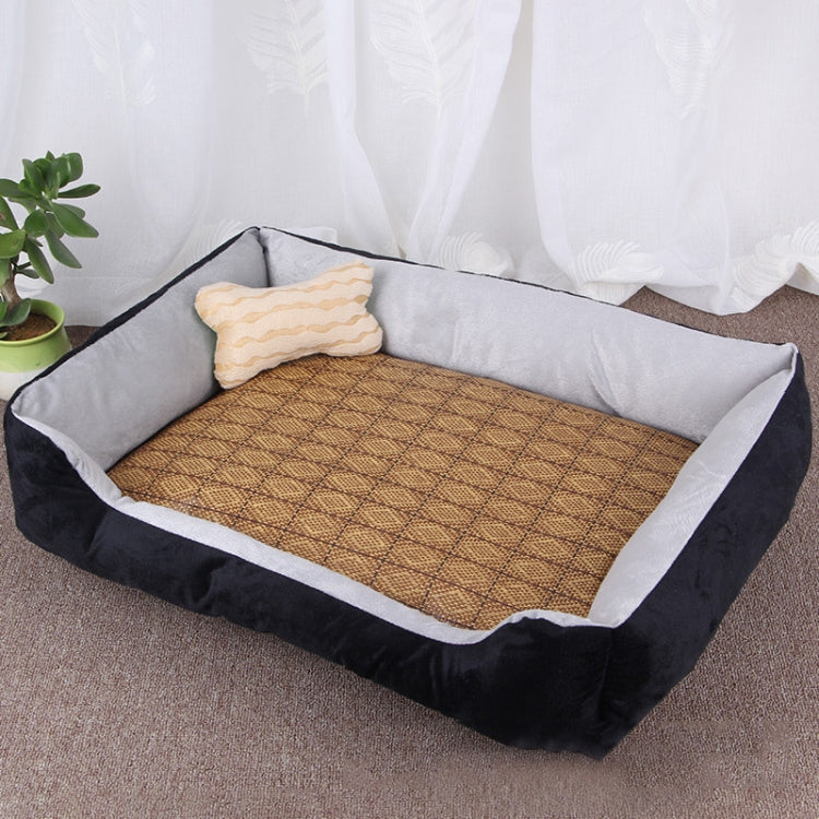 Dog Bone Pattern Big Soft Warm Kennel Pet Dog Cat Mat Blanket, with Rattan Mat Size: XXL, 120×90×18cm