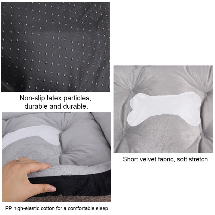 Dog Bone Pattern Big Soft Warm Kennel Pet Dog Cat Mat Blanket, with Rattan Mat Size: XXL, 120×90×18cm