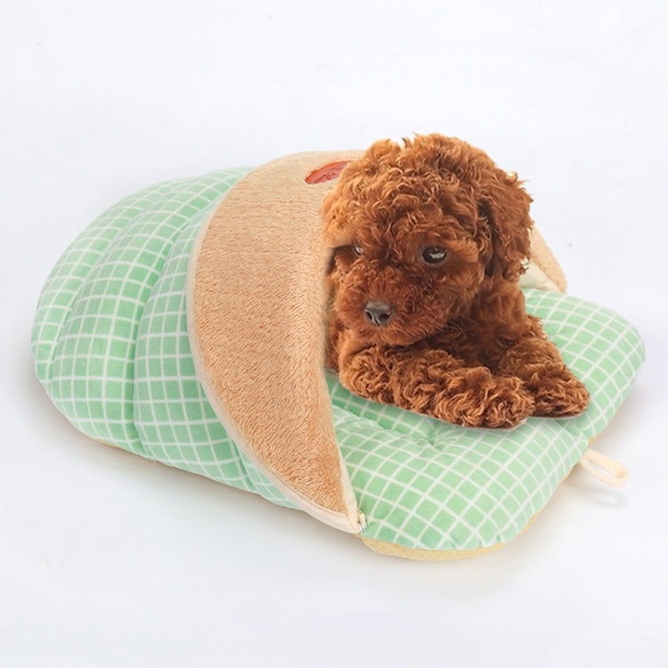 Slipper Shape Warm Thicken Pet Dogs Cats House, Size: M, 42×33×26cm (Grass Green)