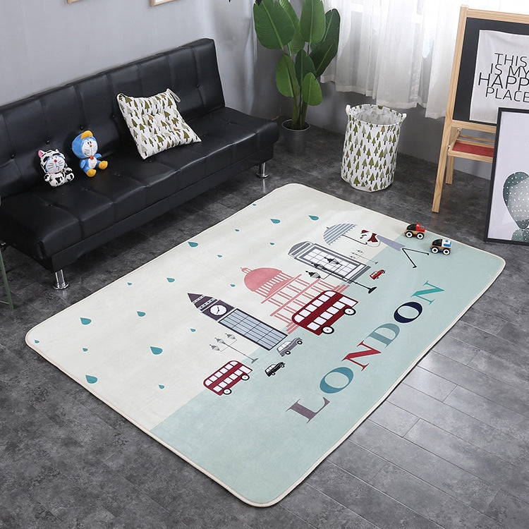 Clock Tower Pattern Rectangular Polyester Anti-skid Household Carpet Yoga Mat, Size: 200cm x 150cm