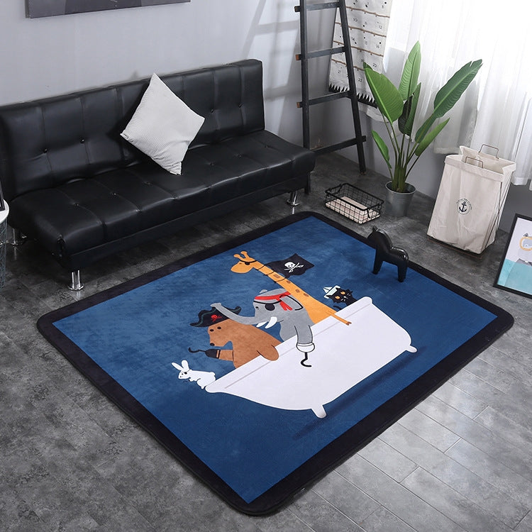 Pirate Pattern Rectangular Polyester Anti-skid Household Carpet Yoga Mat, Size: 200cm x 150cm