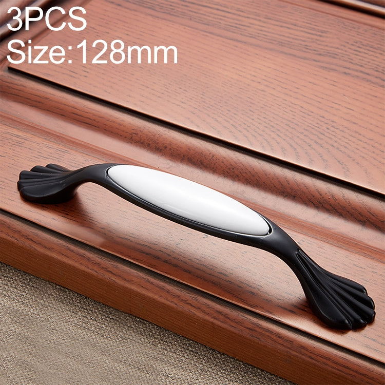 3 PCS 5026_128 Matte Black White Zinc Alloy Ceramic Cyan Cabinet Drawer Handle