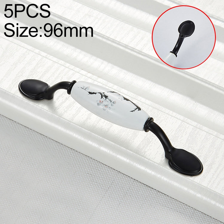 5 PCS 5018_96 Matte Black Ink Plum Zinc Alloy Ceramic Cabinet Handle
