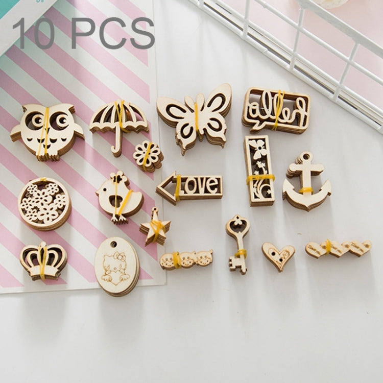 10 PCS DIY Creative Cartoon Wooden Ornament, Random Style Delivery