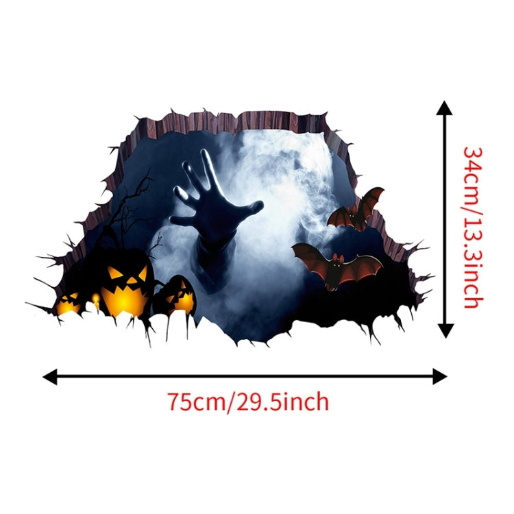 2 PCS Halloween Decoration 3D Horror Wall Sticker Living Room Bedroom Decoration Supplies, Random Style Delivery, Size: 34 * 75cm
