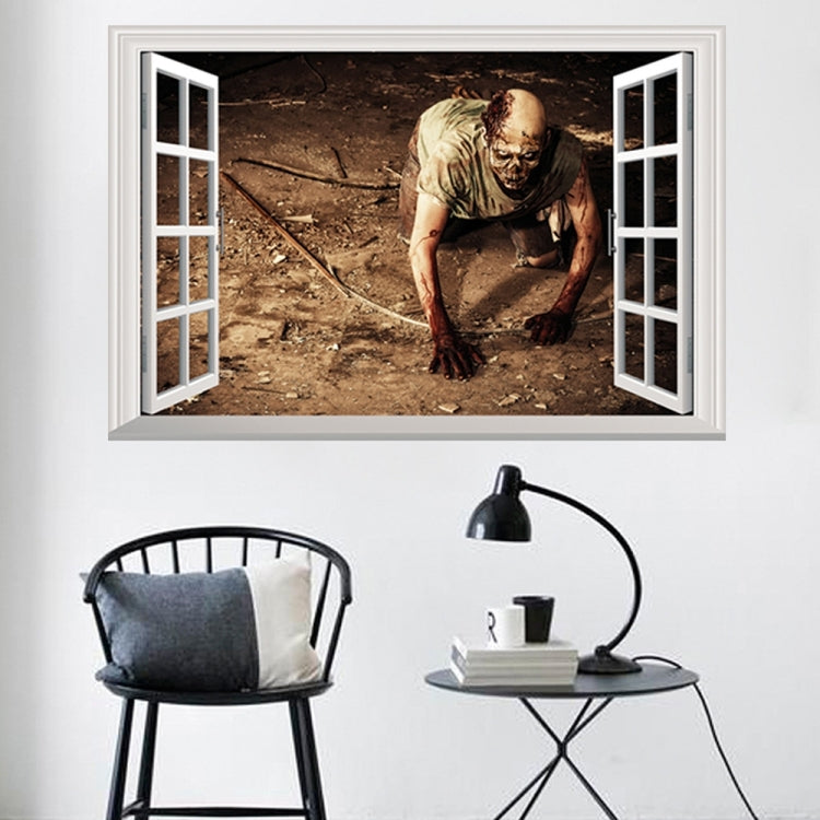 Creative 3D Fake Windows Wall Stickers Halloween Crawling Zombie Stickers Living Room Bedroom Decoration Supplies, Size: 48.5 * 72cm