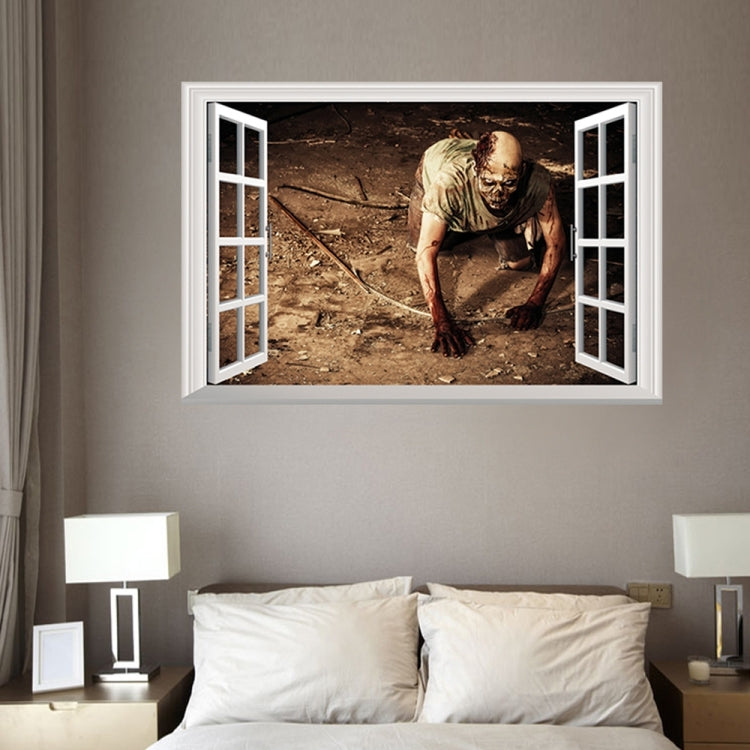 Creative 3D Fake Windows Wall Stickers Halloween Crawling Zombie Stickers Living Room Bedroom Decoration Supplies, Size: 48.5 * 72cm