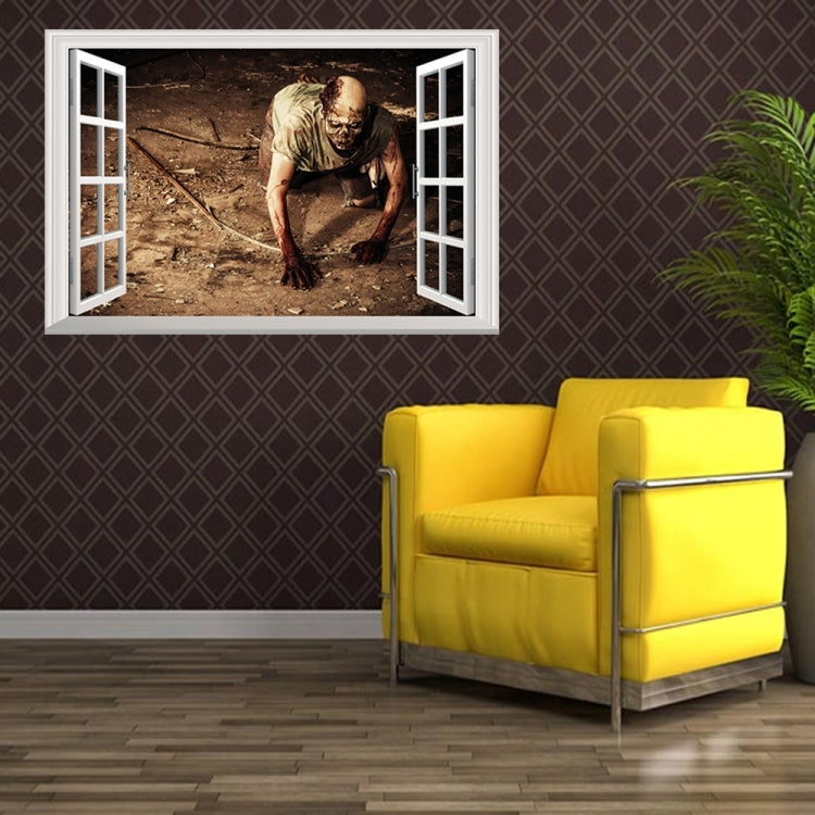 Creative 3D Fake Windows Wall Stickers Halloween Crawling Zombie Stickers Living Room Bedroom Decoration Supplies, Size: 48.5 * 72cm