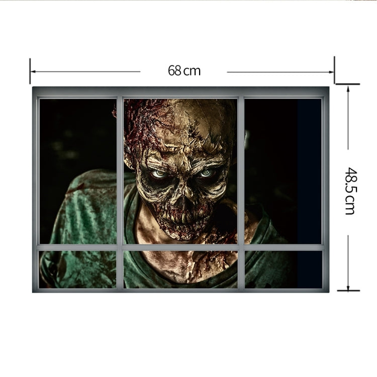 Creative 3D Fake Windows Wall Stickers Halloween Zombie Stickers Living Room Bedroom Decoration Supplies, Size: 48.5 * 68cm