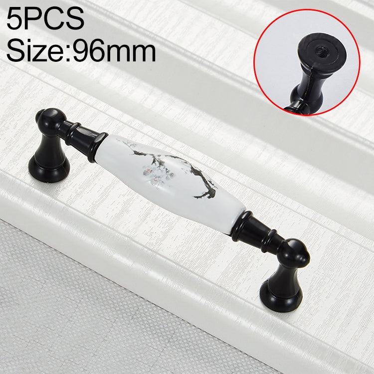 5 PCS 5027_96 Matte Black Ink Plum Zinc Alloy Ceramic Cabinet Handle
