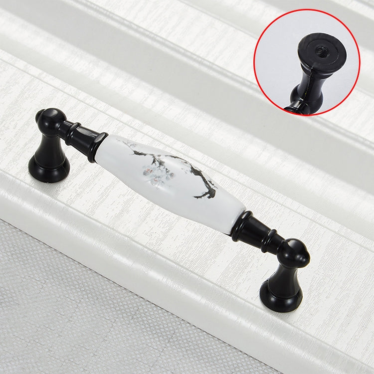 5 PCS 5027_96 Matte Black Ink Plum Zinc Alloy Ceramic Cabinet Handle