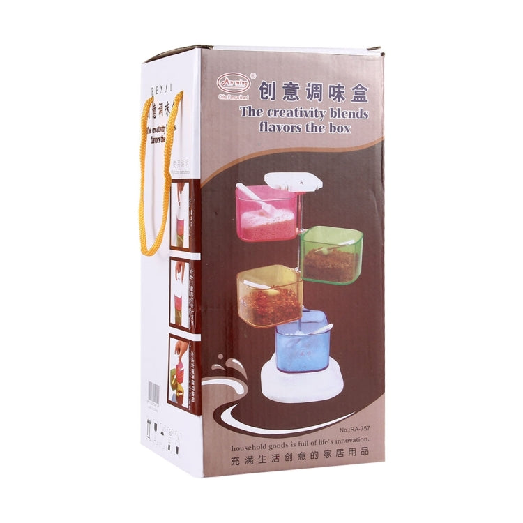 3 PCS Kitchen Multipurpose Po Originality Rotate Four Cylinder Seasoning Box Random Color Delivery