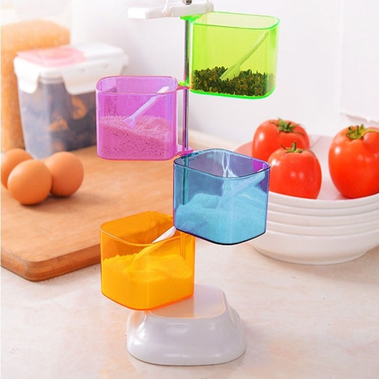 3 PCS Kitchen Multipurpose Po Originality Rotate Four Cylinder Seasoning Box Random Color Delivery