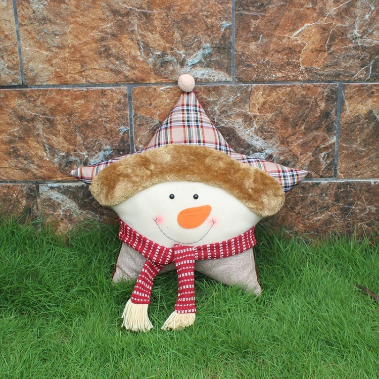 Christmas Festival Star Shaped Snowman Pattern Car Sofa Pillow