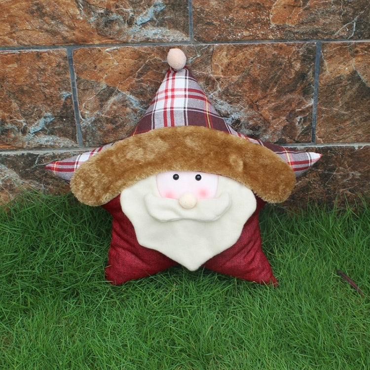 Christmas Festival Star Shaped Santa Claus Pattern Car Sofa Pillow
