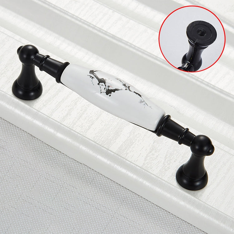 2 PCS 5027_128 Matte Black Ink Plum Zinc Alloy Ceramic Cabinet Handle